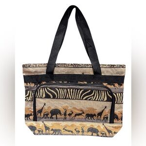 American uni canvas tote bag animal pattern 15x19in like new